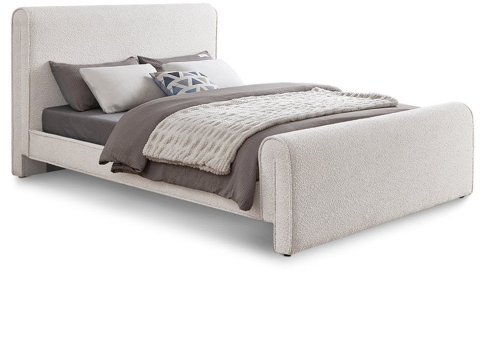 Meridian Furniture - Stylus Cream Boucle Fabric Upholstered King Bed (3 Boxes) - StylusCream-K - GreatFurnitureDeal