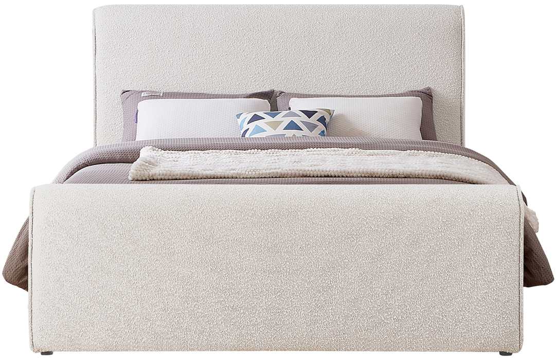 Meridian Furniture - Stylus Cream Boucle Fabric Upholstered King Bed (3 Boxes) - StylusCream-K - GreatFurnitureDeal
