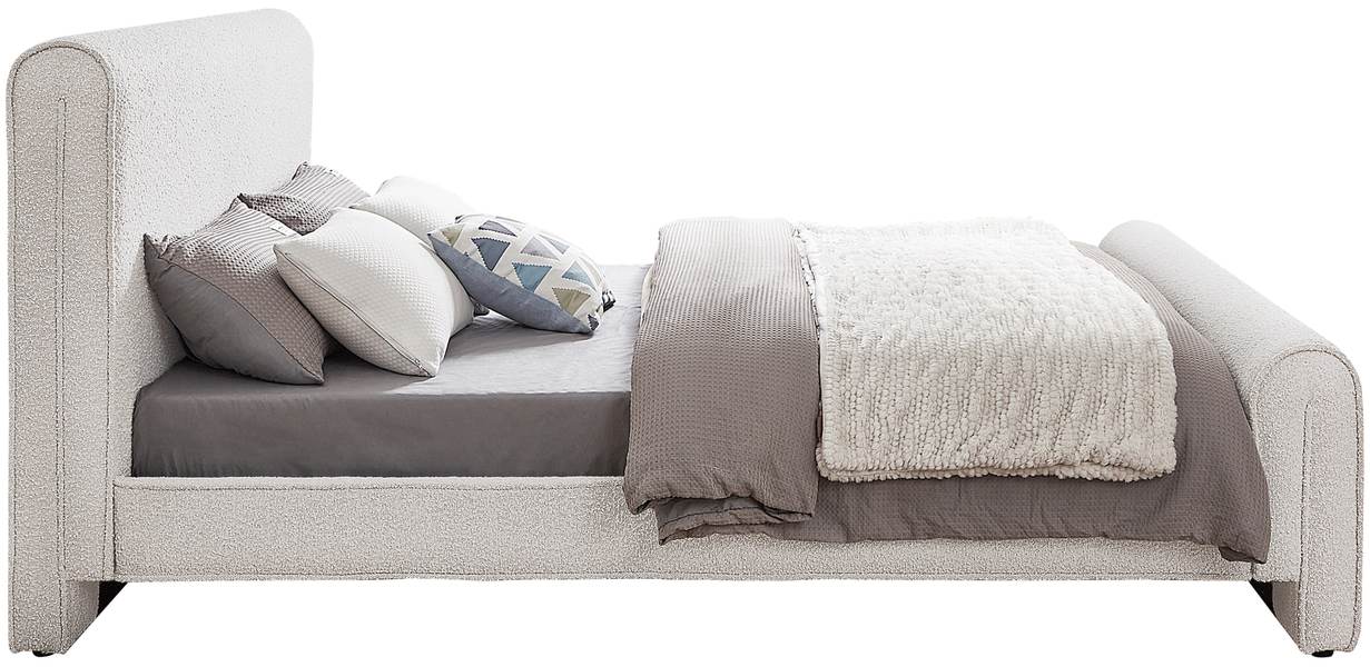 Meridian Furniture - Stylus Cream Boucle Fabric Upholstered King Bed (3 Boxes) - StylusCream-K - GreatFurnitureDeal