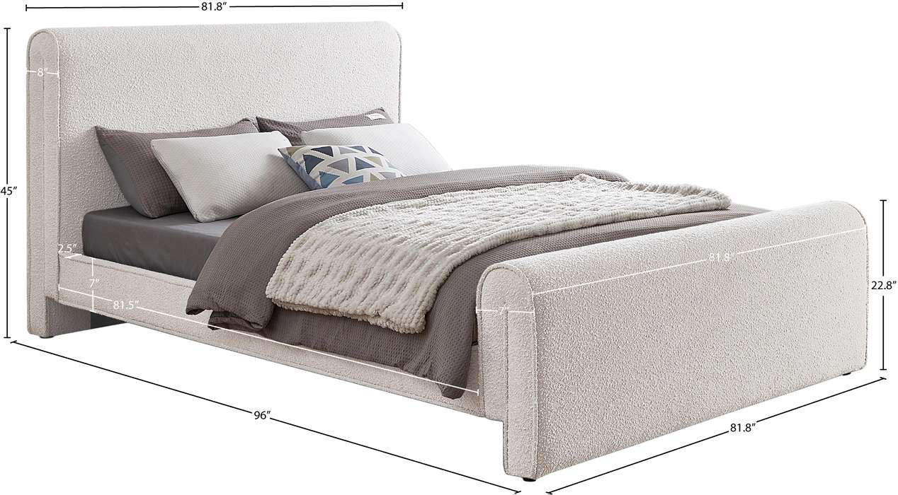 Meridian Furniture - Stylus Cream Boucle Fabric Upholstered King Bed (3 Boxes) - StylusCream-K - GreatFurnitureDeal