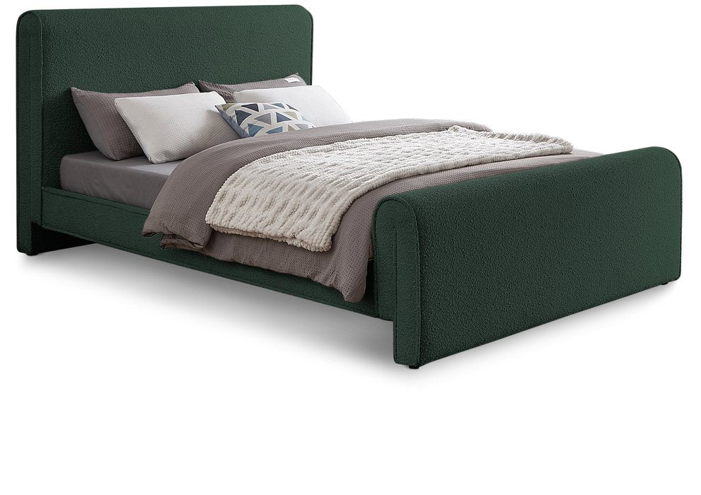 Meridian Furniture - Stylus Green Boucle Fabric Upholstered King Bed (3 Boxes) - StylusGreen-K - GreatFurnitureDeal