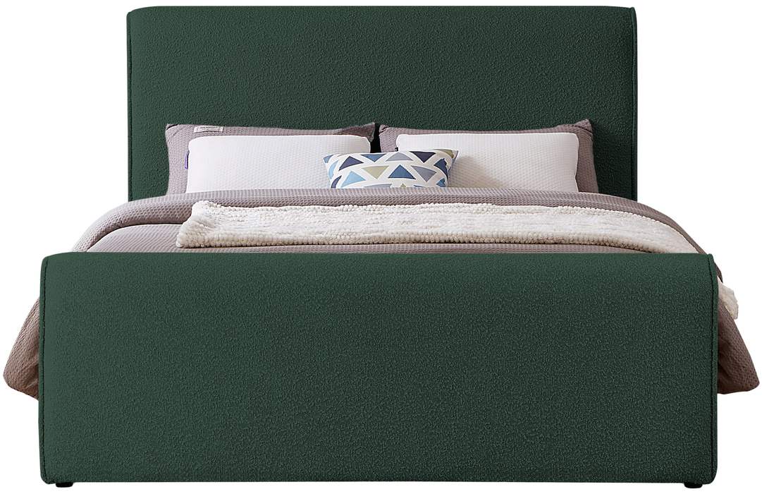 Meridian Furniture - Stylus Green Boucle Fabric Upholstered King Bed (3 Boxes) - StylusGreen-K - GreatFurnitureDeal