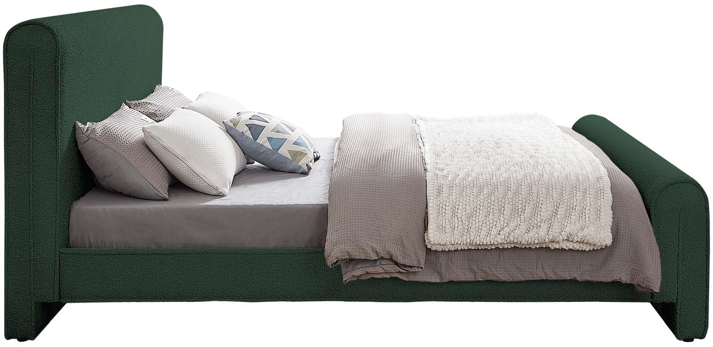 Meridian Furniture - Stylus Green Boucle Fabric Upholstered King Bed (3 Boxes) - StylusGreen-K - GreatFurnitureDeal