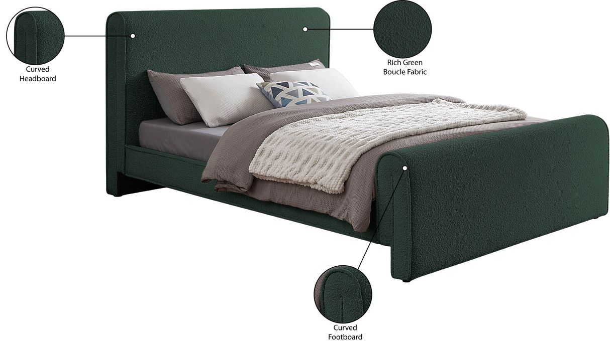 Meridian Furniture - Stylus Green Boucle Fabric Upholstered King Bed (3 Boxes) - StylusGreen-K - GreatFurnitureDeal