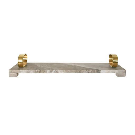 Worlds Away - Beige Marble Tray With Brass Oval Shaped Handle - TADEO BG - GreatFurnitureDeal