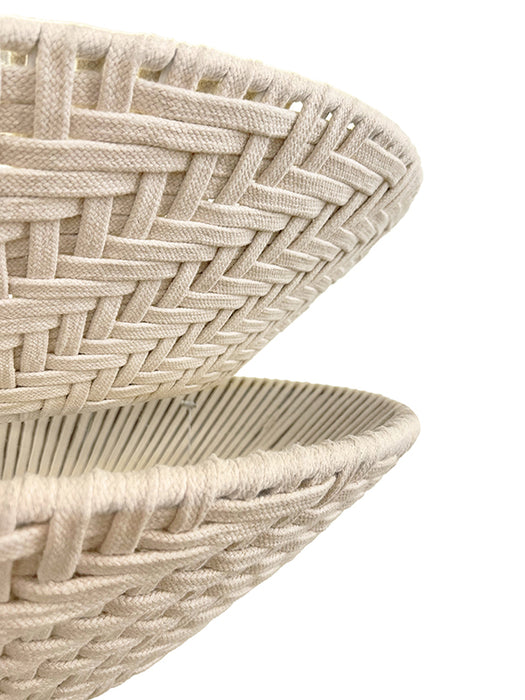 Worlds Away - Round Two-Tiered Pendant In Off-White Cotton Tape Weave - TAKODA - GreatFurnitureDeal