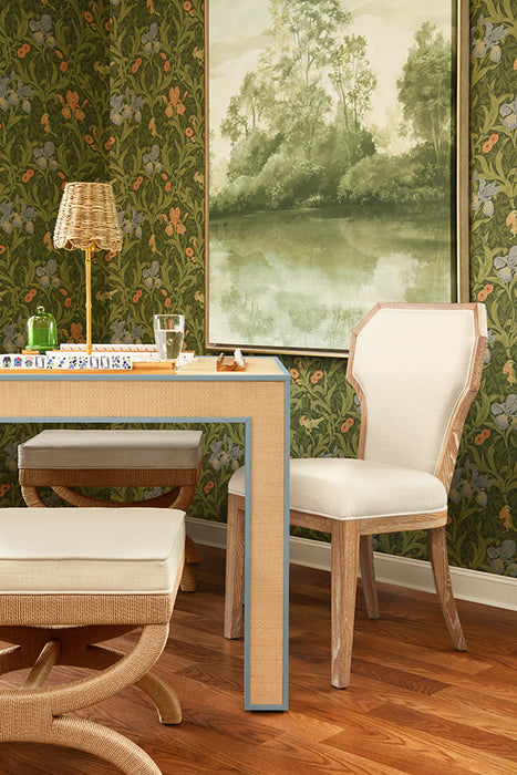 Worlds Away - Tally Dining Chair With Curved Angle Back In Cerused Oak With Performance White Linen Upholstery- TALLY CO