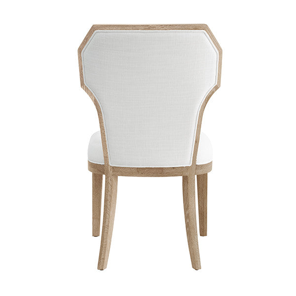 Worlds Away - Tally Dining Chair With Curved Angle Back In Cerused Oak With Performance White Linen Upholstery- TALLY CO
