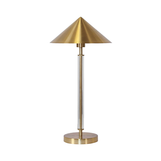 Worlds Away - Table Lamp With Acrylic Pole And Triangular Metal Shade In Antique Brass - TATE ABR - GreatFurnitureDeal