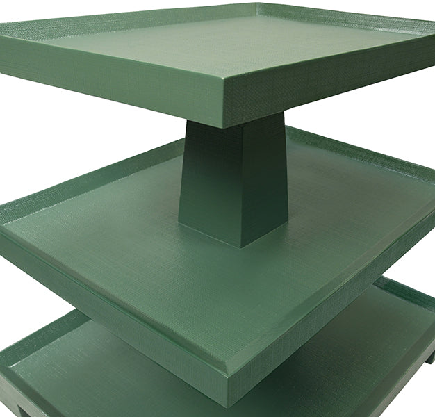 Worlds Away - Tatiana Three Tier Center Column Side Table in Textured Green - TATIANA GR - GreatFurnitureDeal