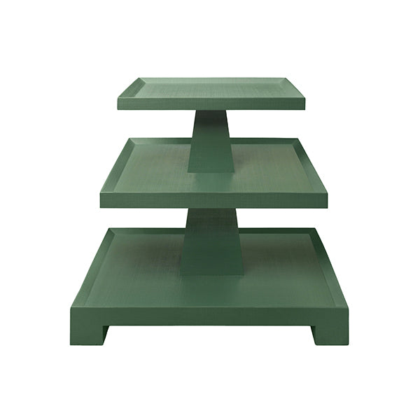 Worlds Away - Tatiana Three Tier Center Column Side Table in Textured Green - TATIANA GR - GreatFurnitureDeal