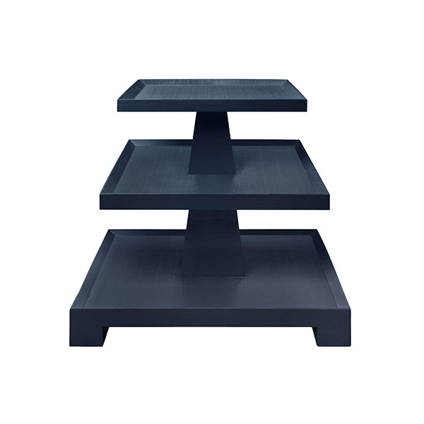 Worlds Away - Tatiana Three Tier Center Column Side Table in Textured Navy - TATIANA NVY - GreatFurnitureDeal