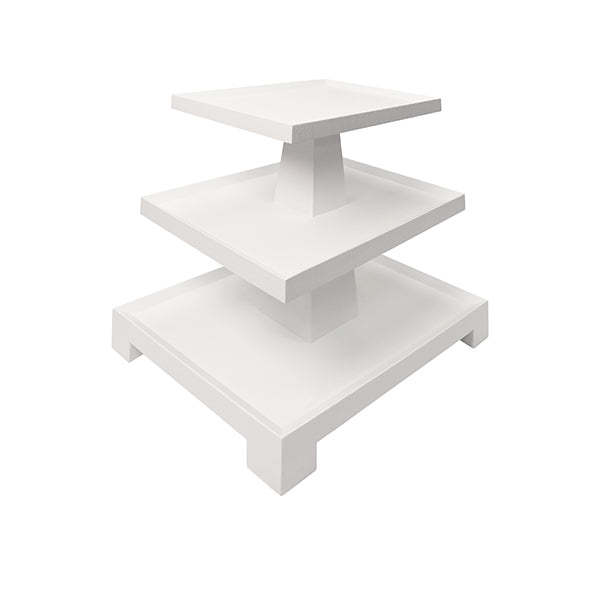 Worlds Away - Tatiana Three Tier Center Column Side Table in Textured White - TATIANA WH - GreatFurnitureDeal