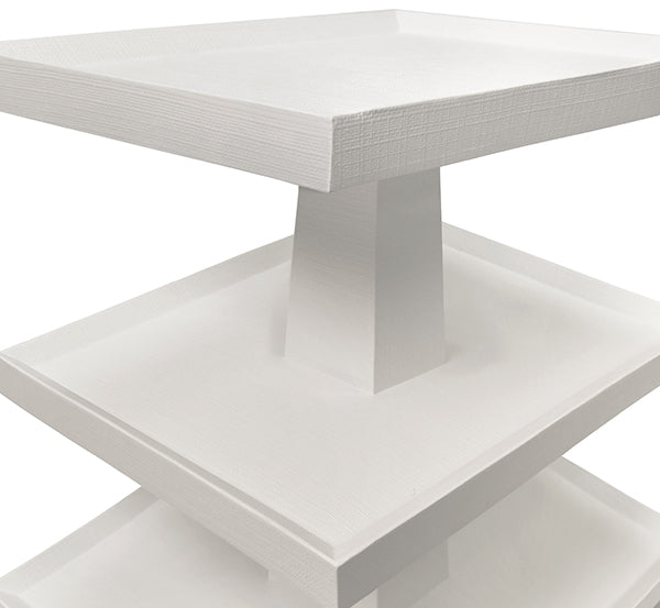 Worlds Away - Tatiana Three Tier Center Column Side Table in Textured White - TATIANA WH - GreatFurnitureDeal