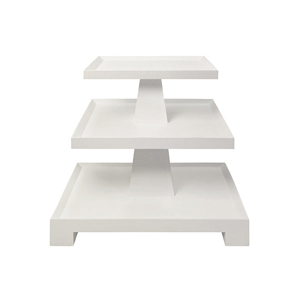 Worlds Away - Tatiana Three Tier Center Column Side Table in Textured White - TATIANA WH - GreatFurnitureDeal
