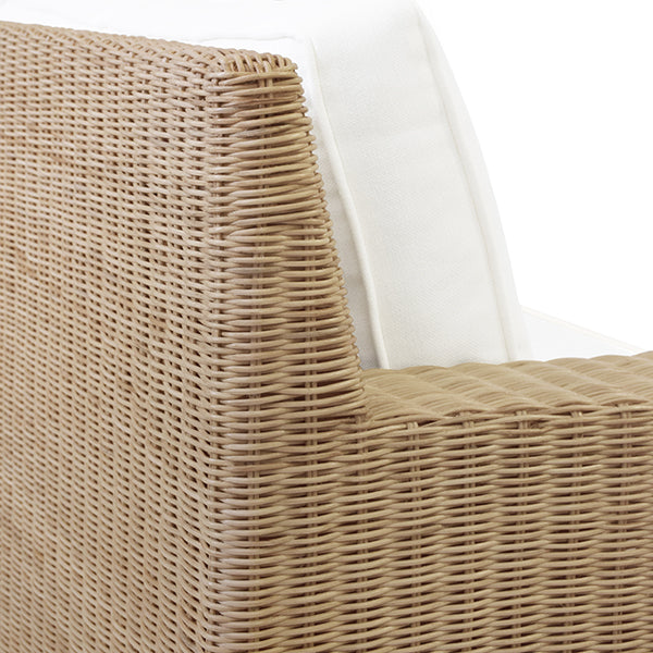 Worlds Away - Lawson Style Sofa In Natural Rattan With Fringe Skirt And Ivory Linen Cushions - TENNY WH - GreatFurnitureDeal