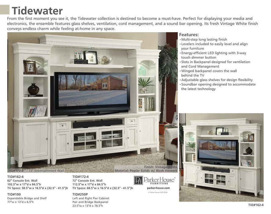Parker House - Tidewater 62 in TV Console in Vintage White - TID#62 - GreatFurnitureDeal