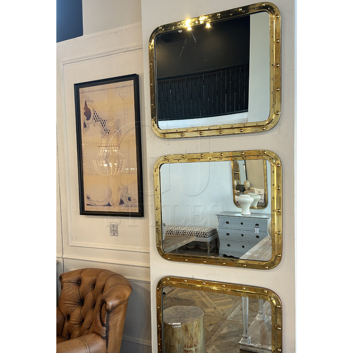 GJ Styles - Brass Fixed Porthole Mirror - TM414 - GreatFurnitureDeal