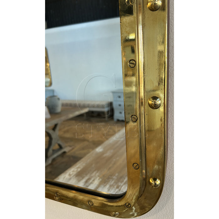 GJ Styles - Brass Fixed Porthole Mirror - TM414 - GreatFurnitureDeal