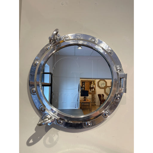 GJ Styles - Reclaimed Aluminum Opening Round Porthole Mirror - TM432 - GreatFurnitureDeal