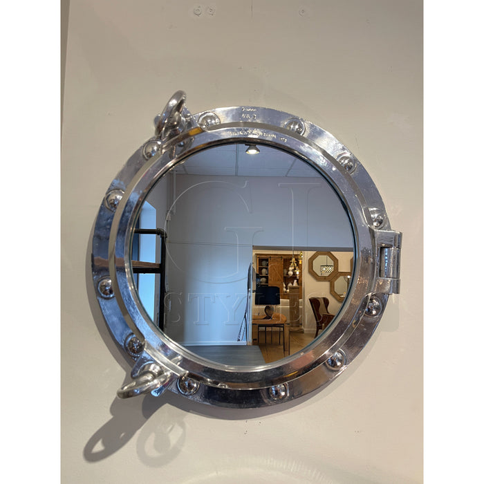 GJ Styles - Reclaimed Aluminum Opening Round Porthole Mirror - TM432