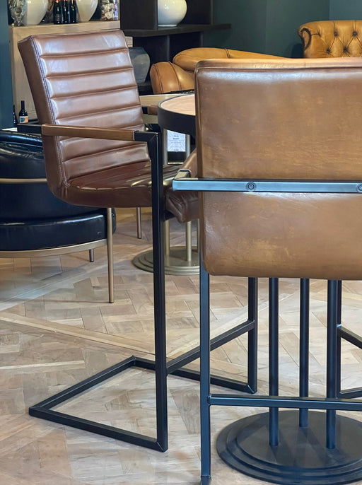 GJ Styles - Sabina Barstool in Light Brown Leather - TR114 - GreatFurnitureDeal