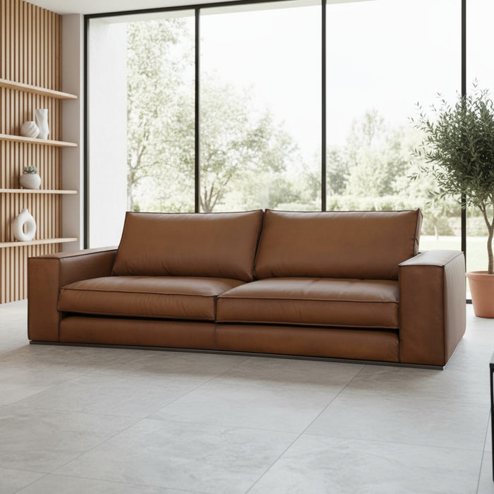 GJ Styles - Sienna Sofa Large in Matte Brown Leather - TR125
