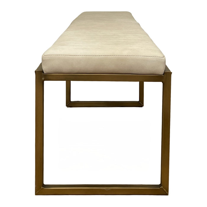 GJ Styles - Sabina Bench in Beige with Gold Metal Base - TR129