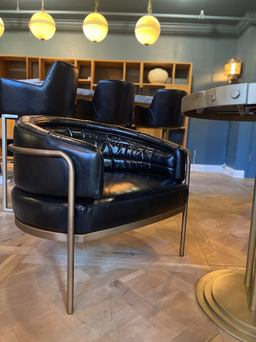 GJ Styles - Amelie Club Chair in Black Leather/Gold - TR131 - GreatFurnitureDeal