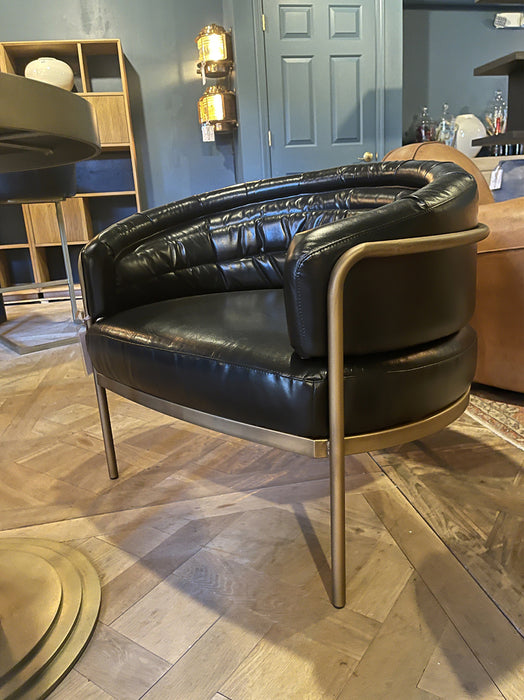 GJ Styles - Amelie Club Chair in Black Leather/Gold - TR131 - GreatFurnitureDeal