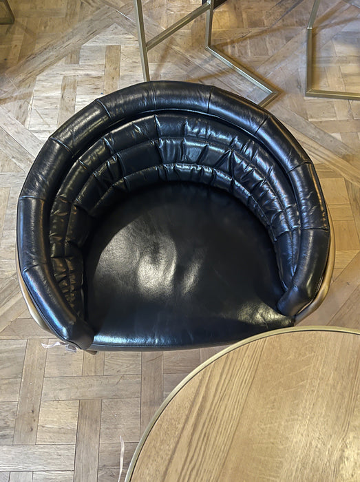 GJ Styles - Amelie Club Chair in Black Leather/Gold - TR131 - GreatFurnitureDeal