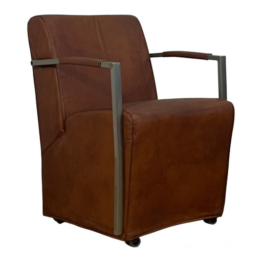 GJ Styles - Bock Chair with Metal Arms in Light Brown Leather - TR141 - GreatFurnitureDeal