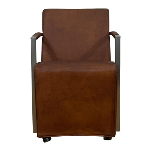 GJ Styles - Bock Chair with Metal Arms in Light Brown Leather - TR141 - GreatFurnitureDeal