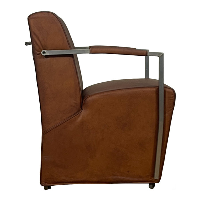 GJ Styles - Bock Chair with Metal Arms in Light Brown Leather - TR141