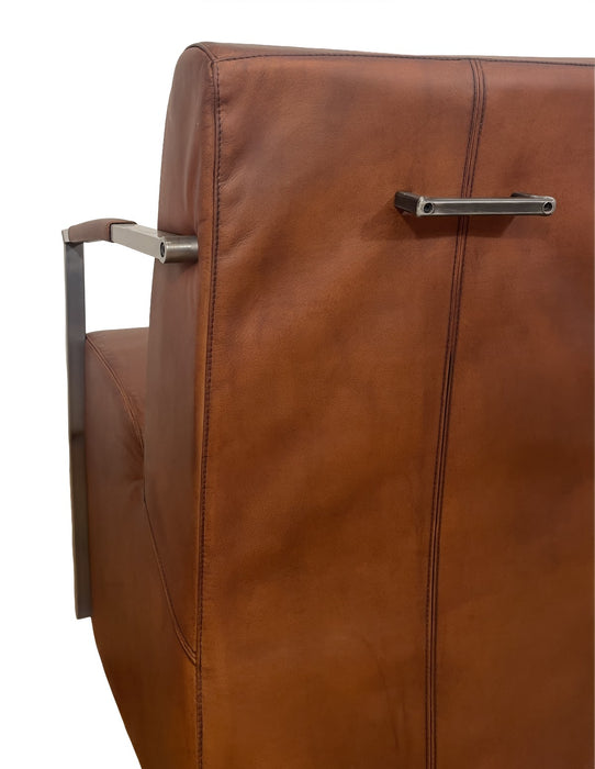 GJ Styles - Bock Chair with Metal Arms in Light Brown Leather - TR141