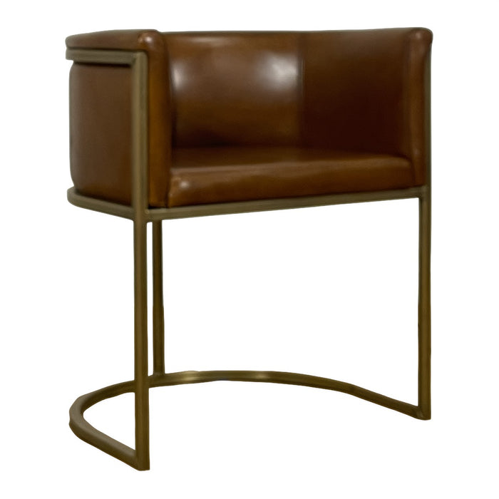 GJ Styles - Enrique Brown Leather Armchair with Brass Frame - TR146