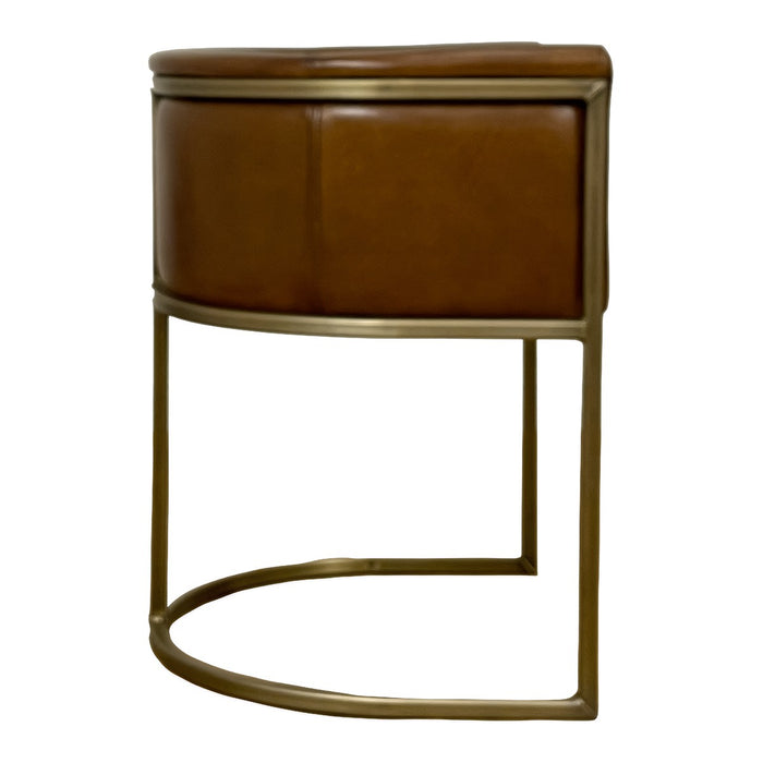 GJ Styles - Enrique Brown Leather Armchair with Brass Frame - TR146