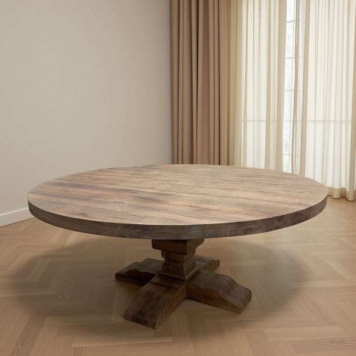 GJ Styles - Paris Round Dining Table Large Rustic Oak - TR81 - GreatFurnitureDeal