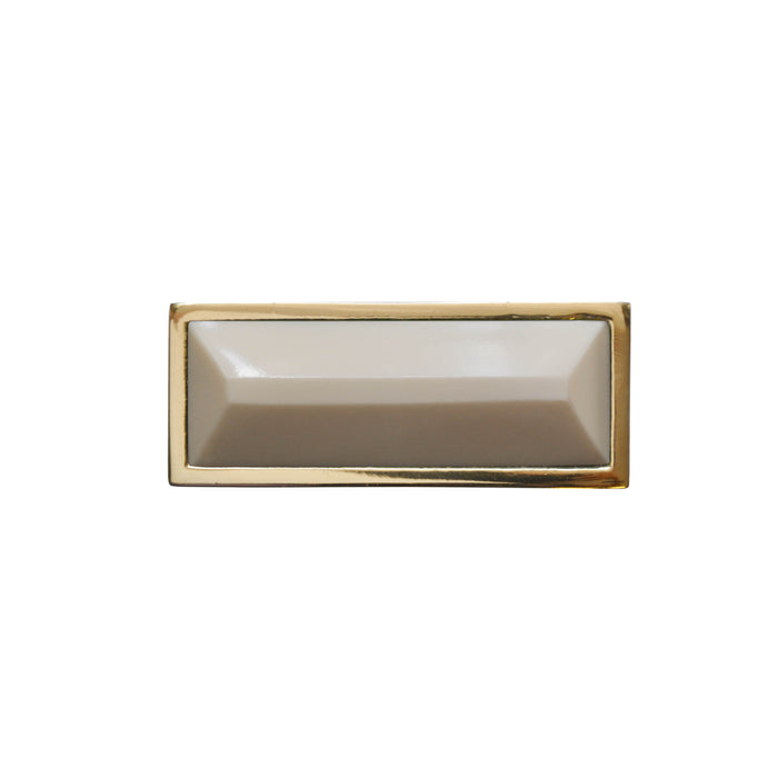 Worlds Away - Trent Large Brass Rectangle Knob With Inset Resin In Cream - TRENT HCRM - GreatFurnitureDeal