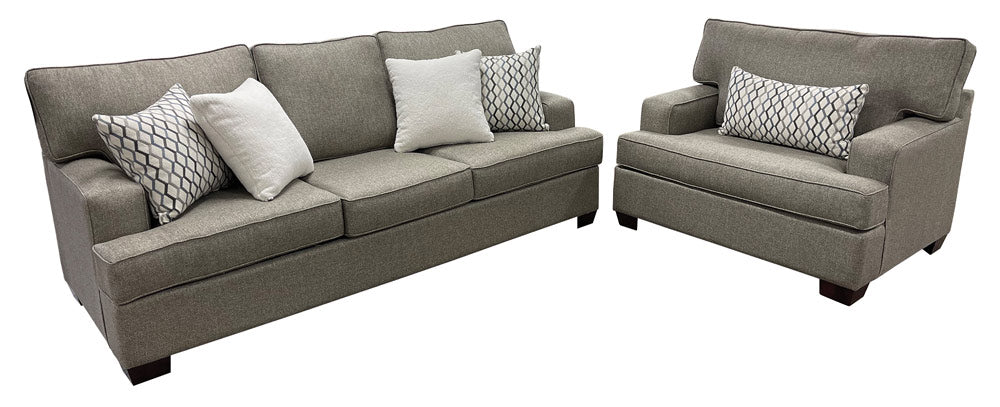 Mariano Italian Leather Furniture - Trinity Sofa in Fenway Slate/Bopeep Natural - 5900-30