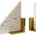 Worlds Away - Triangle Shaped Travertine Marble Bookend With Brass Base - TRIO - GreatFurnitureDeal