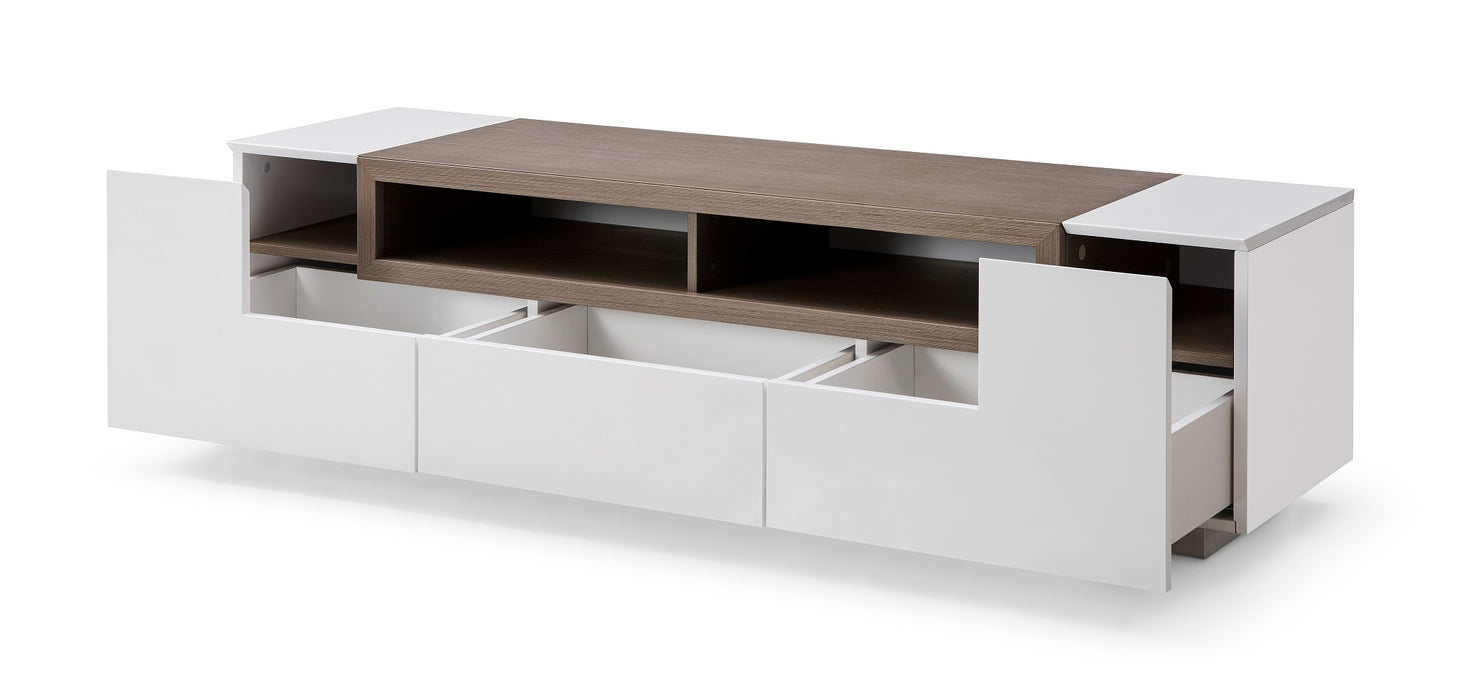 J&M Furniture - TV002 White High Gloss with Grey Veneer TV stand - 1763940