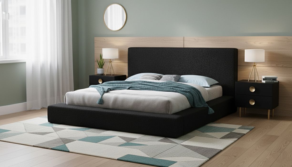 Meridian Furniture - Terra Black Boucle Fabric Upholstered King Bed - TerraBlack-K - GreatFurnitureDeal