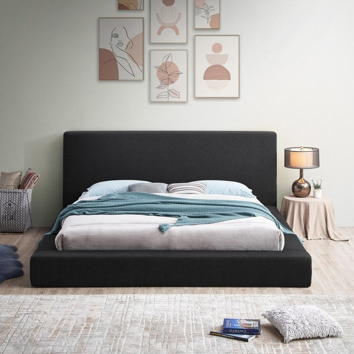 Meridian Furniture - Terra Black Boucle Fabric Upholstered King Bed - TerraBlack-K - GreatFurnitureDeal