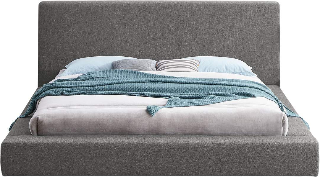 Meridian Furniture - Terra Grey Boucle Fabric Upholstered King Bed - TerraGrey-K - GreatFurnitureDeal