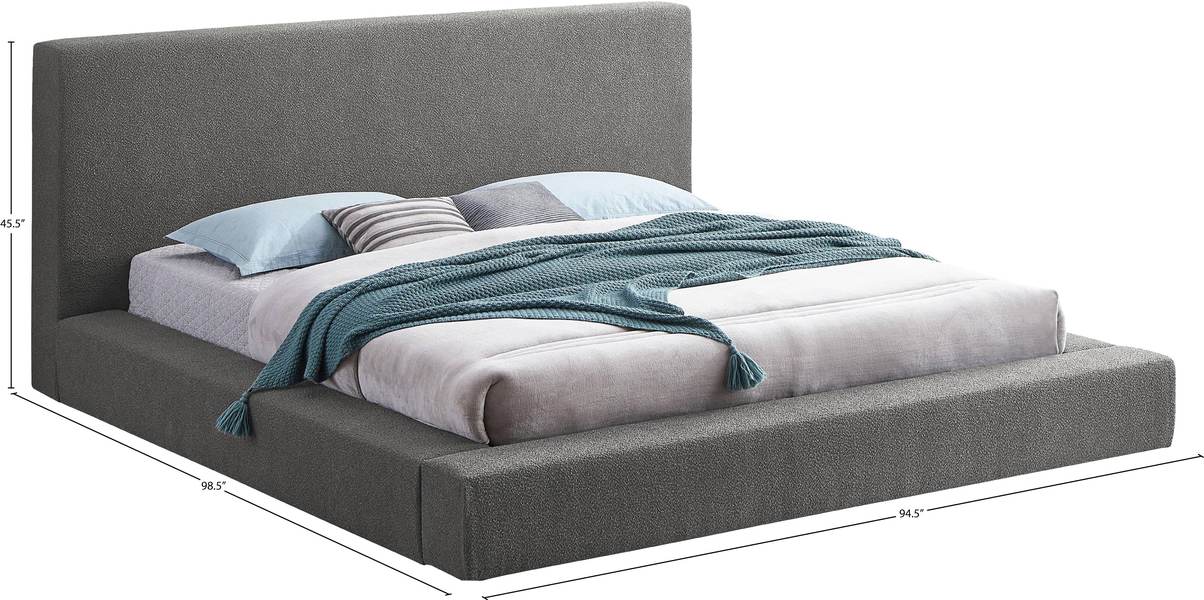 Meridian Furniture - Terra Grey Boucle Fabric Upholstered King Bed - TerraGrey-K - GreatFurnitureDeal
