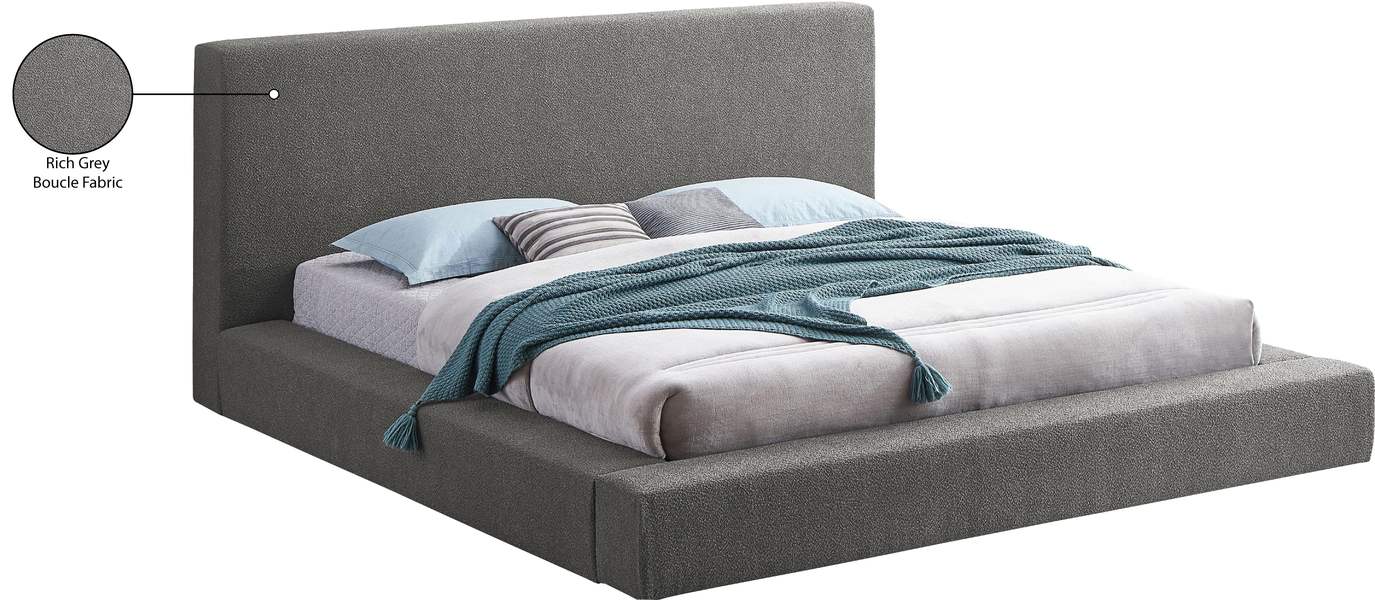 Meridian Furniture - Terra Grey Boucle Fabric Upholstered King Bed - TerraGrey-K - GreatFurnitureDeal
