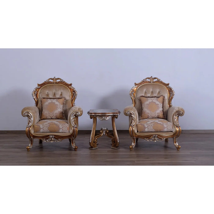 European Furniture - Tiziano Luxury Chair in Gold & Antique Silver - 38994-C - GreatFurnitureDeal