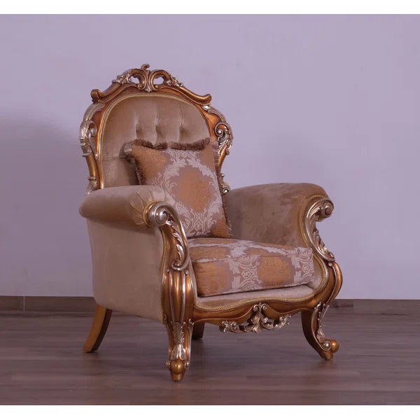European Furniture - Tiziano Luxury Chair in Gold & Antique Silver - 38994-C - GreatFurnitureDeal