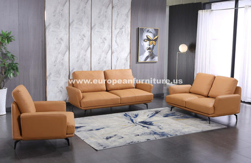 European Furniture - Tratto 3 Piece Sofa Set Cognac Italian Leather - EF-37457 - GreatFurnitureDeal